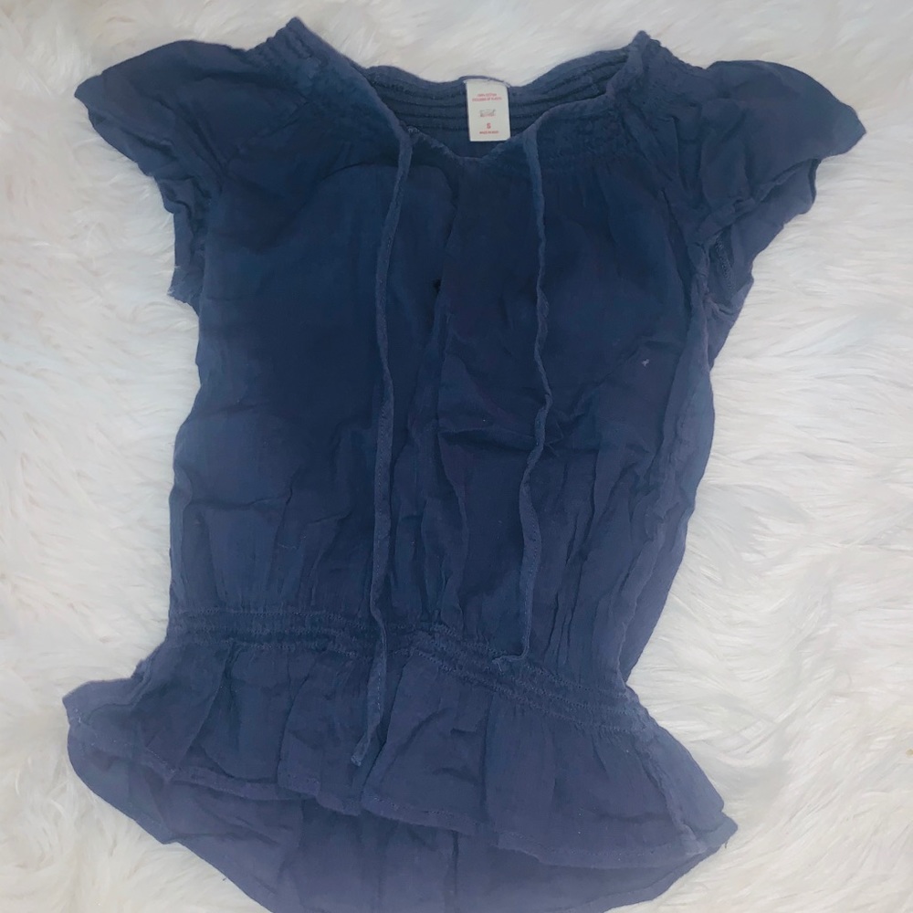 Navy Peasant Top